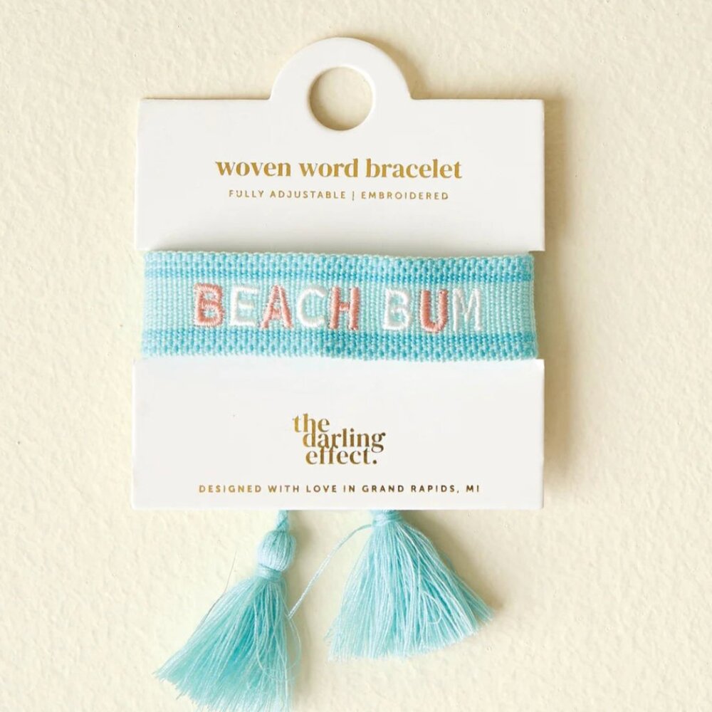 Beach Bum Adjustable Woven Word Bracelet
